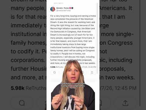 🚨Comment your thoughts below! 🚨 Trump to ban large investors from buying SFH