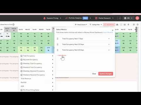 How to manage metrics on the Multi Calendar?