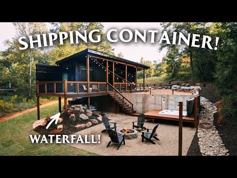 Shipping Container Tiny House w/ Built In Waterfall!
