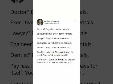 Want to calculate how much a STR can save you in taxes this year? 1️⃣ Follow me 2️⃣ Comment