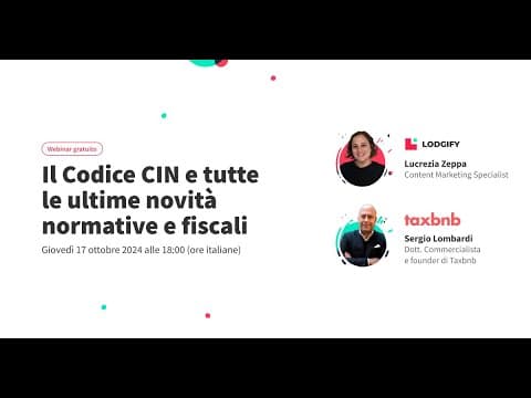 Webinar Lodgify: il Codice CIN e tutte le ultime novità normative e fiscali